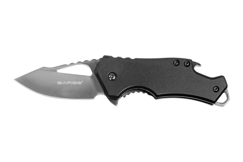 Knives Sarge Knives Ready Series SARGE BLACK FUSE-KNIFE & BOTTLE OPENER 2.375" BLADE • Model: Ready Series